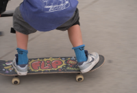 close-up van skateboarder in actie