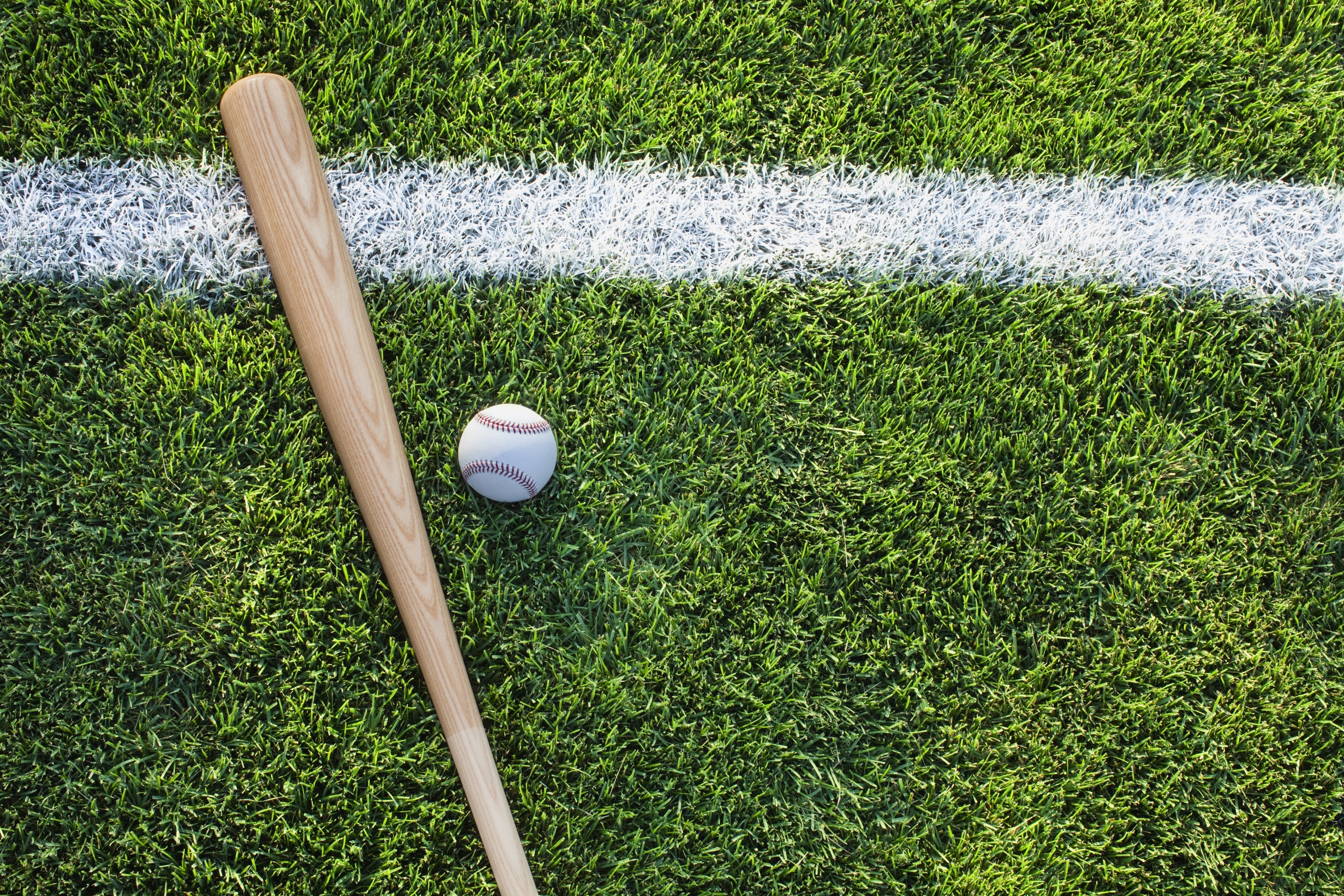 baseball en bat op gras