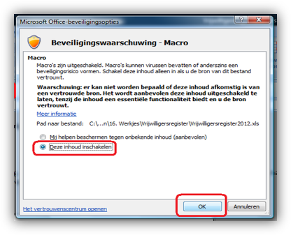 Melding macro's Excel 2007