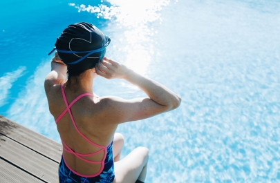 zwemmer klaar voor de start